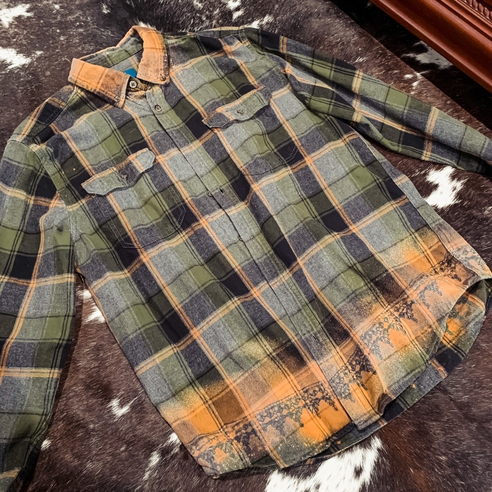 Bleached Flannel Button Up